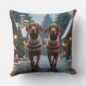 Vizsla Dogs Christmas Snow Holiday クッション (裏面)