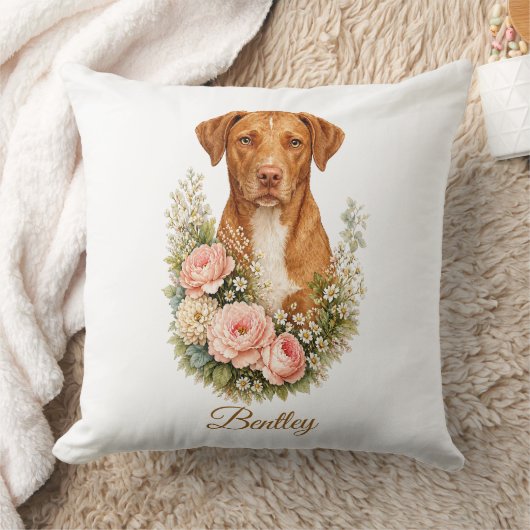 Vizsla Floral Portrait クッション (ブランケット)