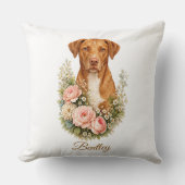 Vizsla Floral Portrait クッション (正面)