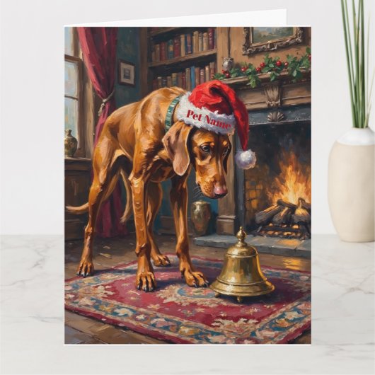 Vizsla Pointer Stance Christmas Bell Hat カード (正面)