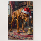 Vizsla Pointer Stance Christmas Bell Hat ジグソーパズル (縦)
