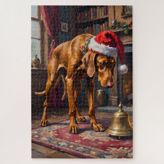Vizsla Pointer Stance Christmas Bell Hat ジグソーパズル (縦)
