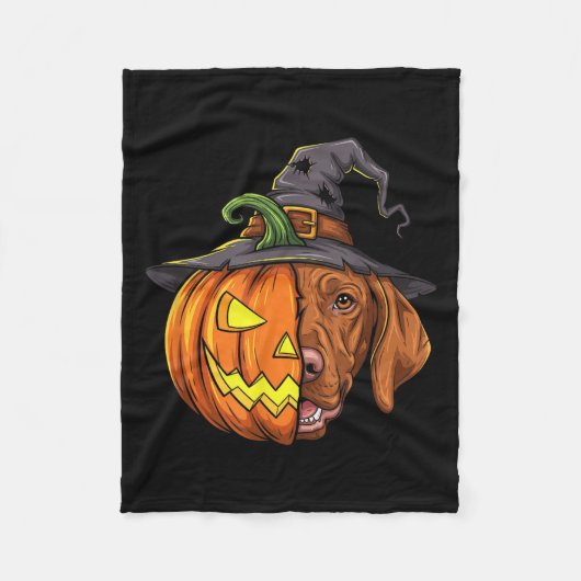 Vizsla Pumpkin Jack O Lantern Halloween Kids Mens  フリースブランケット (正面)