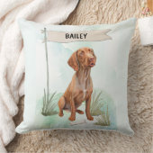 Vizsla Watercolor Personalized Dog クッション (ブランケット)