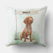 Vizsla Watercolor Personalized Dog クッション (正面)