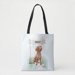 Vizsla Watercolor Personalized Dog トートバッグ