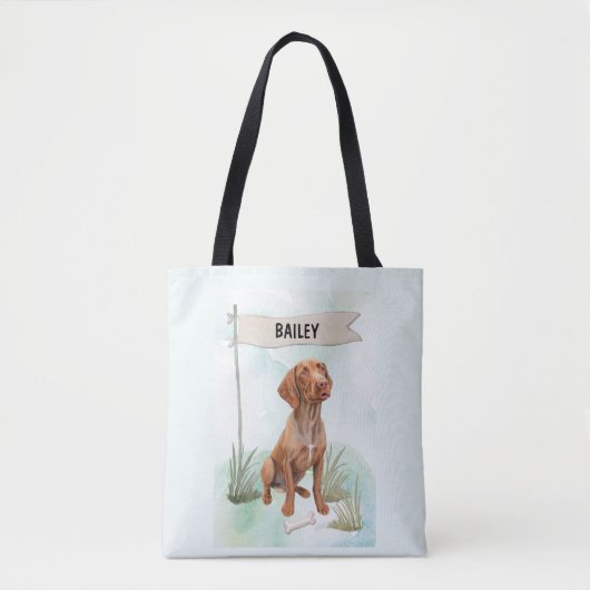 Vizsla Watercolor Personalized Dog トートバッグ (正面)