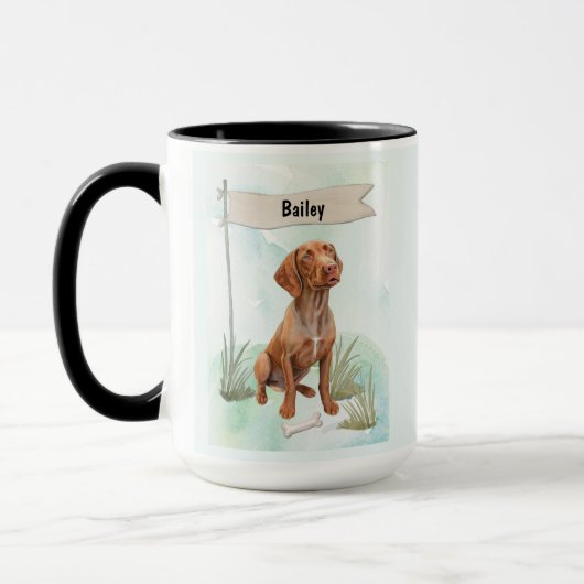 Vizsla Watercolor Personalized Dog マグカップ (左)