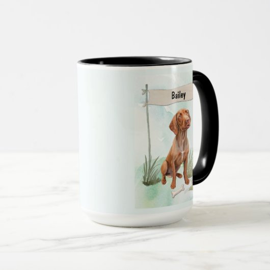 Vizsla Watercolor Personalized Dog マグカップ (正面右)