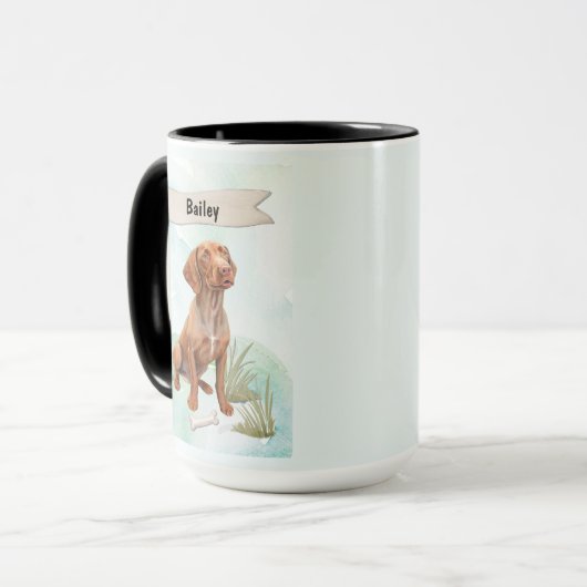Vizsla Watercolor Personalized Dog マグカップ (正面左)