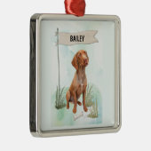 Vizsla Watercolor Personalized Dog メタルオーナメント (右)