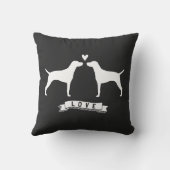 Vizslas Love – 犬のシルエットとハート クッション (裏面)