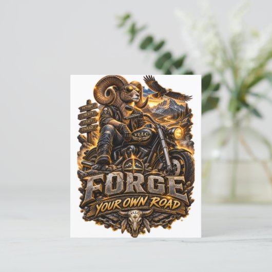 VLLC Forge Your Own Road Motorcycle Biker Skeleton (スタンド正面)