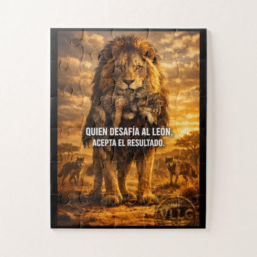 VLLC Lion Vs Wolf Motivational Quote Lion King Wal ジグソーパズル (縦)