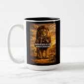 VLLC Lion Vs Wolf Motivational Quote Lion King Wal ツートーンマグカップ (左)