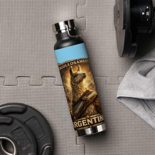 VLLC Orgullosamente Argentino Llama Mate Patriotic ウォーターボトル (ジム (回転後))