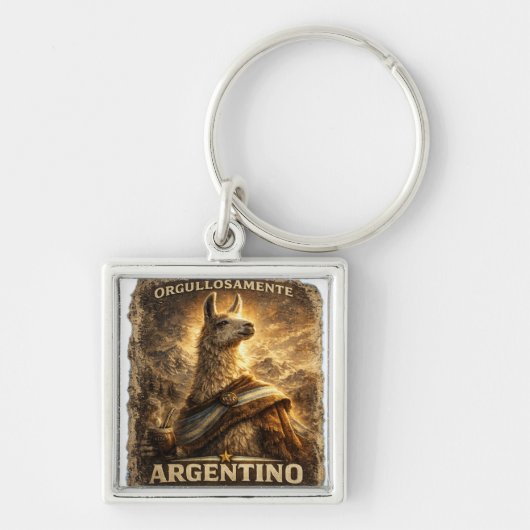 VLLC Orgullosamente Argentino Llama Mate Patriotic キーホルダー (正面)