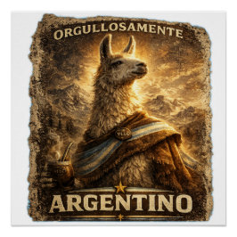 VLLC Orgullosamente Argentino Llama Mate Patriotic ポスター