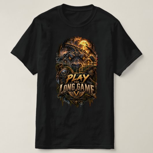 VLLC Play The Long Game Motivation Crocodile Graph Tシャツ (デザイン正面)