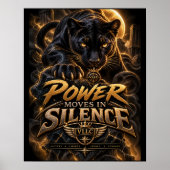 VLLC Power Moves In Silence Black Panther Motivati ポスター (正面)