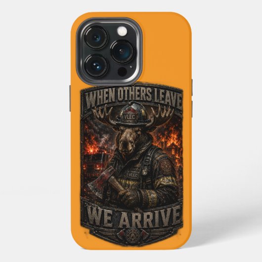 VLLC When Others Leave We Arrive Firefighter Moose iPhoneケース (裏面)