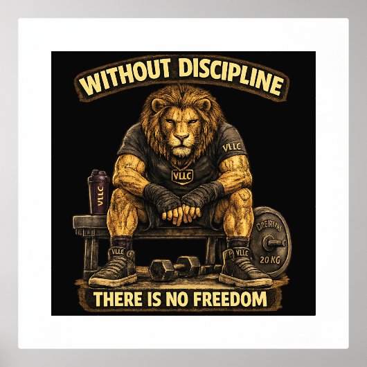 VLLC Without Discipline There Is No Freedom Gym Li 箔ポスター (正面)