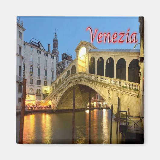 VNT028 VENICE, Rialto Bridge，イタリア，冷蔵庫 マグネット (正面)