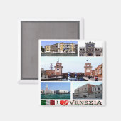 VNT032 VENICE I Love，モザイク，イタリア，冷蔵庫 マグネット (正面/裏面)