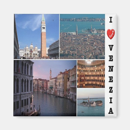 VNT041 VENICE I Love,モザイク,ヴェネト,冷蔵庫 マグネット (正面)