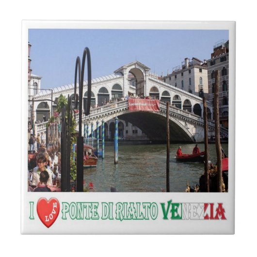 VNT048 VENICE, RIALTO BRIDGE I Love，イタリア， タイル (正面)