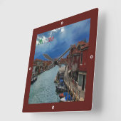 VNT055ヴェネツィア，ムラーノ，ヴェネト，イタリア， スクエア壁時計 (傾斜)