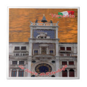 VNT057 VENICE，時計塔，イタリア， タイル (正面)