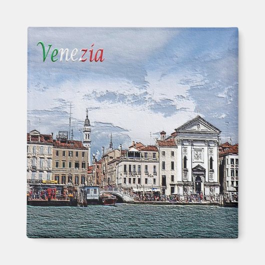 VNT058 VENICE, Pieta and the Bell Tower,冷蔵庫 マグネット (正面)