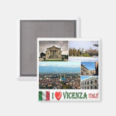VNT080 VICENZA I Love，モザイク，イタリア，冷蔵庫 マグネット (正面/裏面)