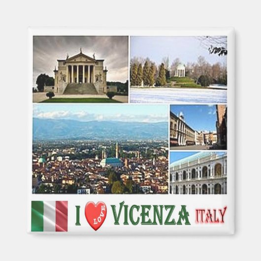 VNT080 VICENZA I Love，モザイク，イタリア，冷蔵庫 マグネット (正面)