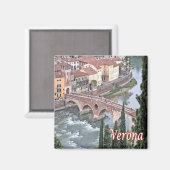 VNT085 VERONA，ローマンブリッジ，ヴェローナ，イタリア，冷蔵庫 マグネット (正面/裏面)