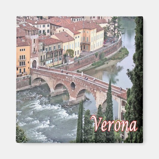 VNT085 VERONA，ローマンブリッジ，ヴェローナ，イタリア，冷蔵庫 マグネット (正面)
