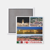 VNT090 VERONA I Love, Mosaic, Italy.冷蔵庫 マグネット (正面/裏面)