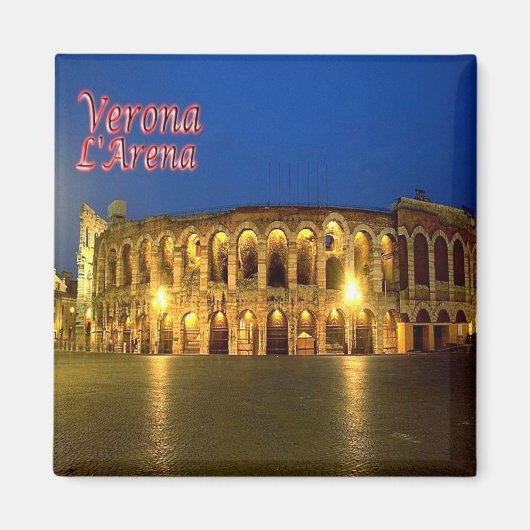 VNT096 VERONA, ARENA at Night，イタリア，冷蔵庫 マグネット (正面)