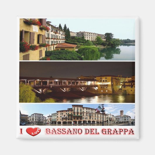 VNT126 BASSANO DEL GRAPPA I Love,イタリア,冷蔵庫 マグネット (正面)