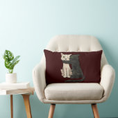 Vntageかわいくキスをするな猫のカップルのクッション ランバークッション (椅子)