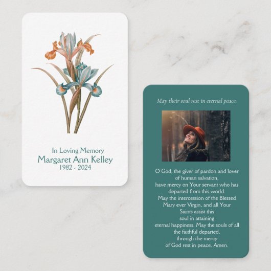 Vntageフローラフォト祈りの言葉カード 名刺 (正面/裏面)