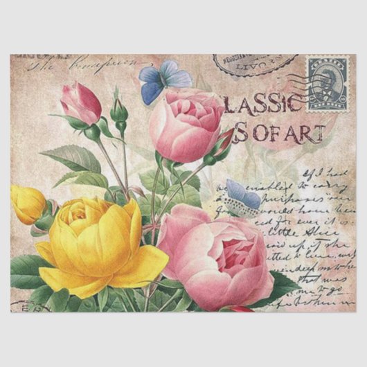 Vntageフローラ任意の目的パーティー組織 薄葉紙 (正面)