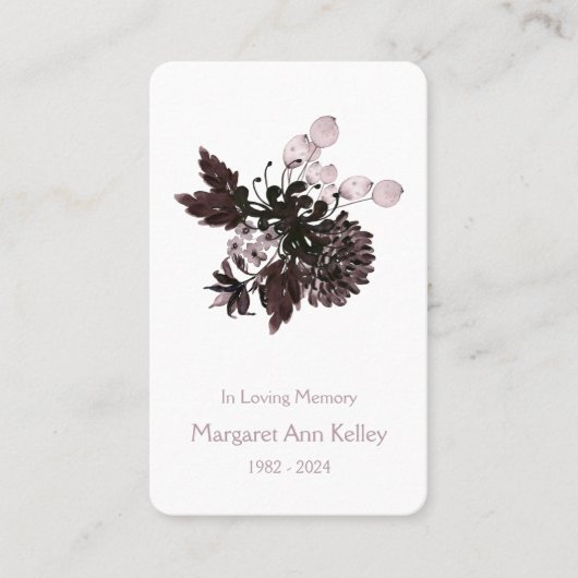 Vntage Purpleフローラフォト祈りの言葉カード 名刺 (正面)