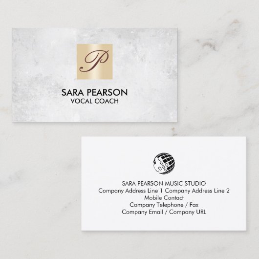 Vocal Coach Singing Lessons Gold Monogram 名刺 (正面/裏面)