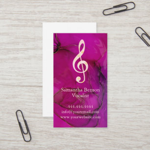 Vocalist Singer Musical Clef Logo Rose Gold Music 名刺