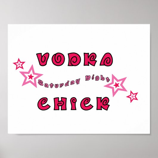 VODKA CHICK PINK STARSガーリー GRAPHICS LOGO MOTTO A ポスター (正面)