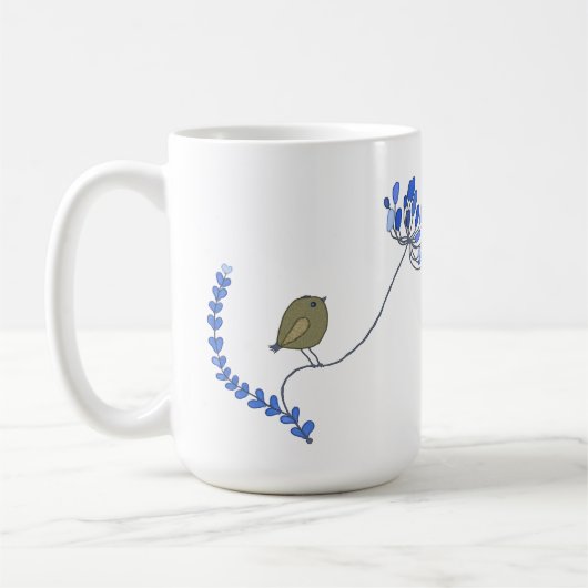 Vogel auf Blume コーヒーマグカップ (左)