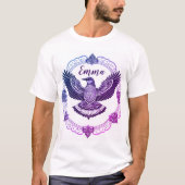 Vogel im Mandala Farbverlauf blau-lila Tシャツ (正面)