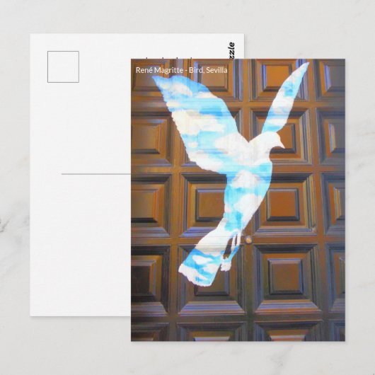 Vogel von René Magritte an Tür in Sevilla ポストカード (正面/裏面)
